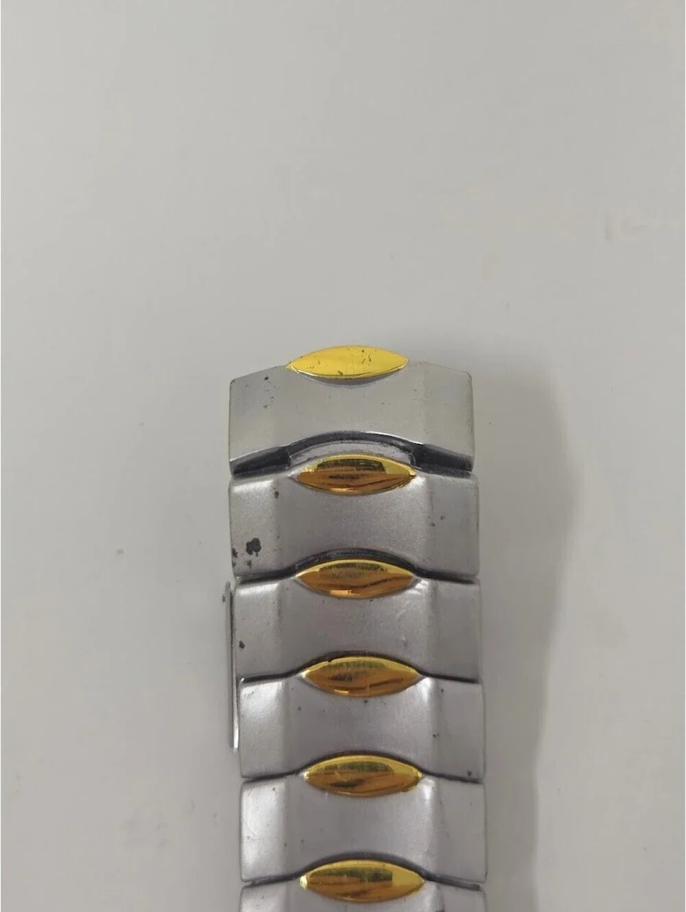 Two Tone Wristwatch Gold Dial Day Date Bracelet Stainless Steel Back Watch